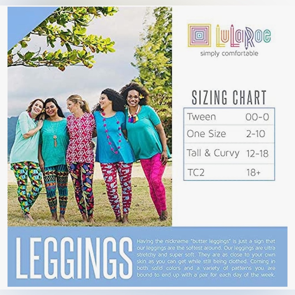 LuLaRoe Women’s Floral Print Leggings/Size: One Size (2-10)/ Color: Multi (NWOT) - Picture 7 of 9